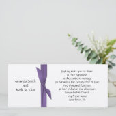 Silver Wedding Invitation met Paars Ribbon Kaart (Staand voorkant)