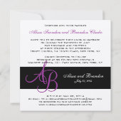 Silver Wedding Invitation Monogrammen Names Paars Kaart (Achterkant)