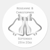 Silver Wedding Invitation Sticker bellen en lint (Voorkant)