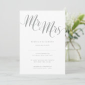 Silver Wedding Invitations Mr & Mrs. Kaart (Staand voorkant)