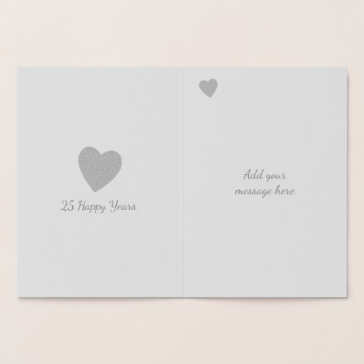 Silver Wedding Jubileum 25 jaar Folie Kaarten (Binnen)