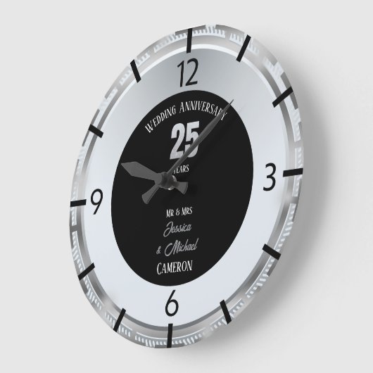 Silver Wedding Jubileum 25 jaar gepersonaliseerd Grote Klok (Hoek)