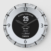 Silver Wedding Jubileum 25 jaar gepersonaliseerd Grote Klok (Voorkant)