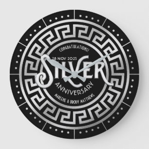 Silver Wedding Jubileum 25th Art Deco Glitter Grote Klok