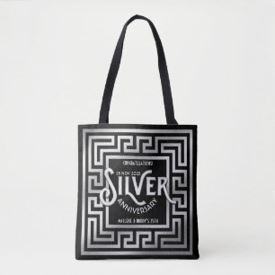 Silver Wedding Jubileum 25th Art Deco Glitter Tote Bag