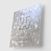 Silver Wedding Jubileum 25th Jubileum Bokeh Vierkante Klok (Hoek)
