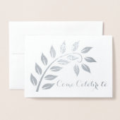 Silver Wedding Jubileum Aangepaste fotouitnodiging Folie Kaarten (Voorkant met envelop)