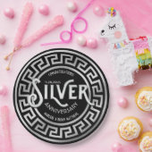 Silver Wedding Jubileum Art Deco 25th Glitter Papieren Bordje (Feest)