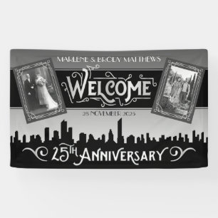 Silver Wedding Jubileum Art Deco foto's Welkom Spandoek