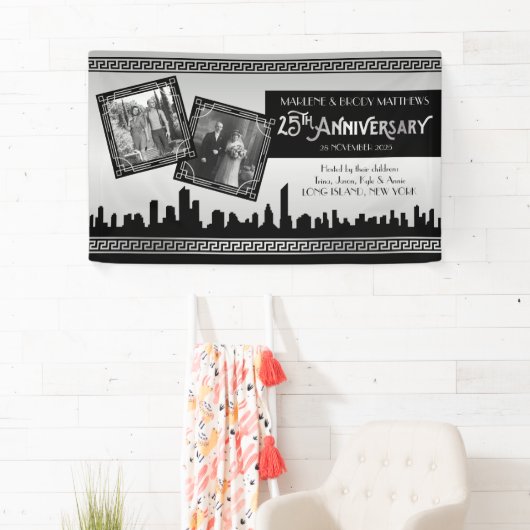 Silver Wedding Jubileum Art Deco Gatsby Foto's Spandoek (Insitu)
