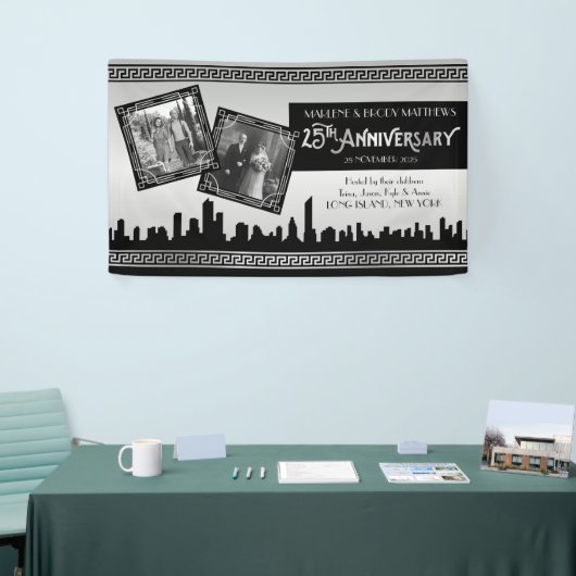 Silver Wedding Jubileum Art Deco Gatsby Foto's Spandoek (Beurs)