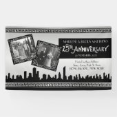 Silver Wedding Jubileum Art Deco Gatsby Foto's Spandoek (Horizontaal)
