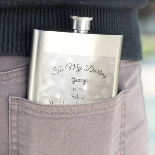 Silver Wedding Jubileum Classic Flask Flacon (Voorbeeld)