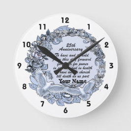 Silver Wedding Jubileum Clock Ronde Klok