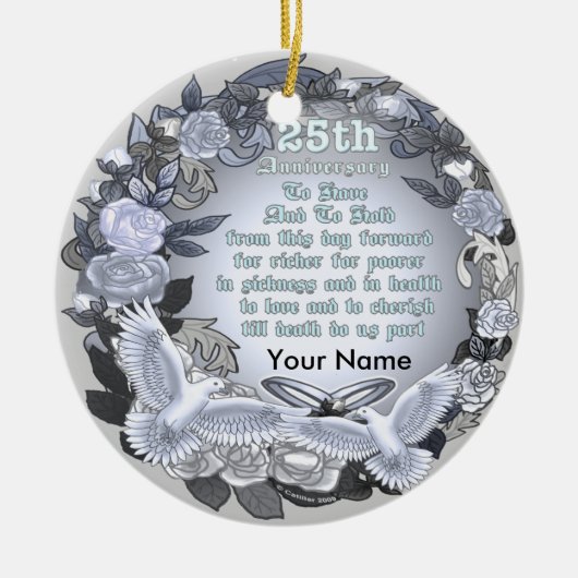 Silver Wedding Jubileum custom Ornament (Voorkant)