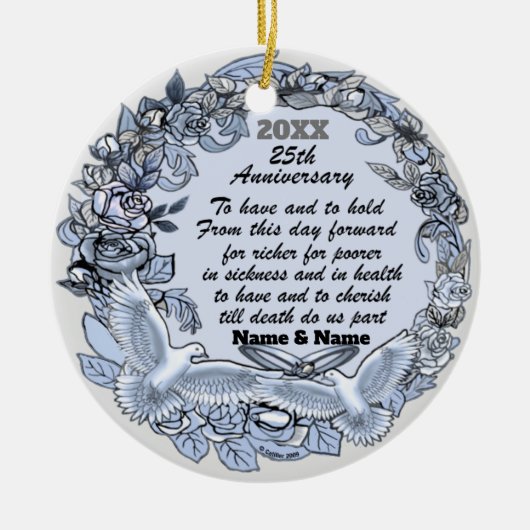 Silver Wedding Jubileum custom ornament (Voorkant)