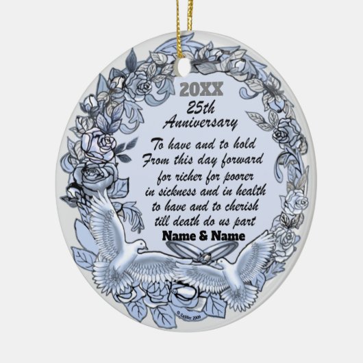 Silver Wedding Jubileum custom ornament (Links)