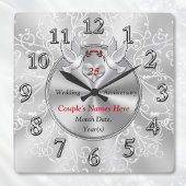 Silver Wedding Jubileum Gift Ideas, Jubileum Vierkante Klok