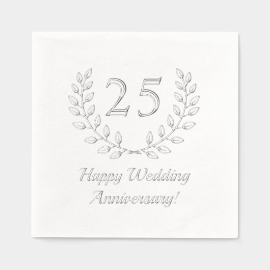 Silver Wedding Jubileum Krans Custom Nummer Folie Servetten (Voorkant)