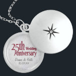 Silver Wedding Jubileum Locket Ketting<br><div class="desc">Pas namen en de datum van het Jubileum voor een unieke keepname aan.</div>