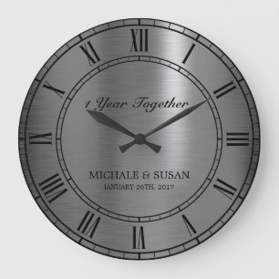 Silver Wedding Jubileum (Personaliseren) Grote Klok