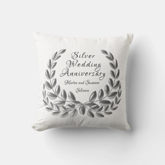 Silver Wedding Jubileum Pillow Kussen (Voorkant)