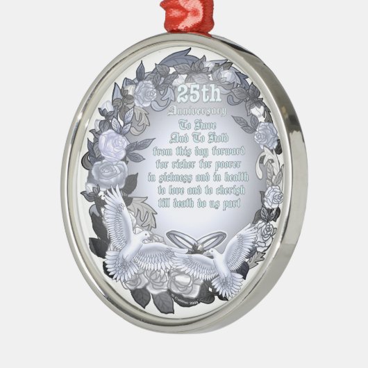 Silver Wedding Jubileum Premium Round Ornament (Links)