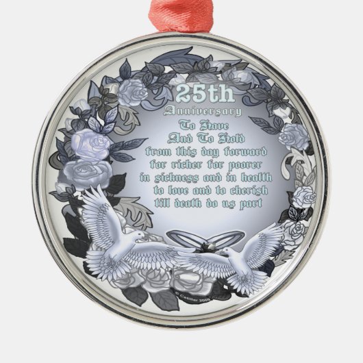 Silver Wedding Jubileum Premium Round Ornament (Voorkant)