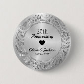 Silver Wedding Jubileum Ronde Button 5,7 Cm (Voorkant)