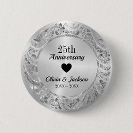Silver Wedding Jubileum Ronde Button 5,7 Cm