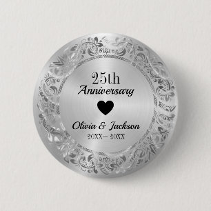 Silver Wedding Jubileum Ronde Button 5,7 Cm