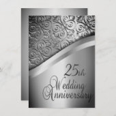 Silver Wedding Jubileum Uitnodiging (Voorkant / Achterkant)
