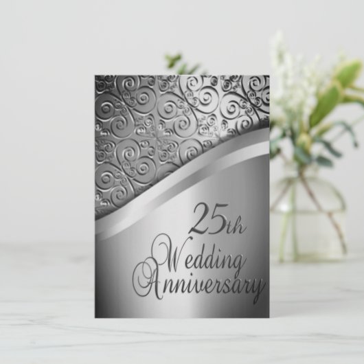 Silver Wedding Jubileum Uitnodiging (Staand voorkant)