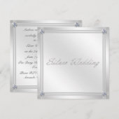 Silver Wedding Jubileum Uitnodiging met Diamond (Voorkant / Achterkant)