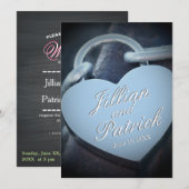 Silver Wedding Lovers Padlock Fun Kaart (Voorkant / Achterkant)