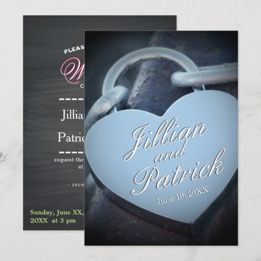 Silver Wedding Lovers Padlock Fun Kaart (Voorkant / Achterkant)