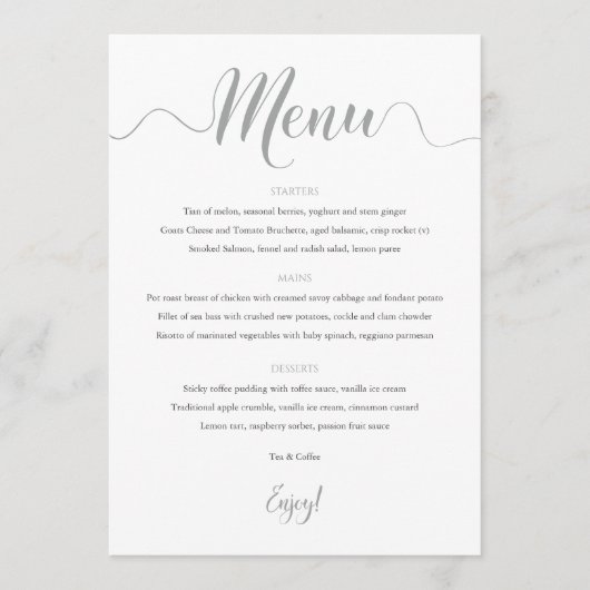 Silver Wedding Menu Kaart (Voorkant)