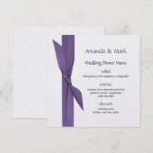 Silver Wedding Menu met Paars lint (Voorkant / Achterkant)