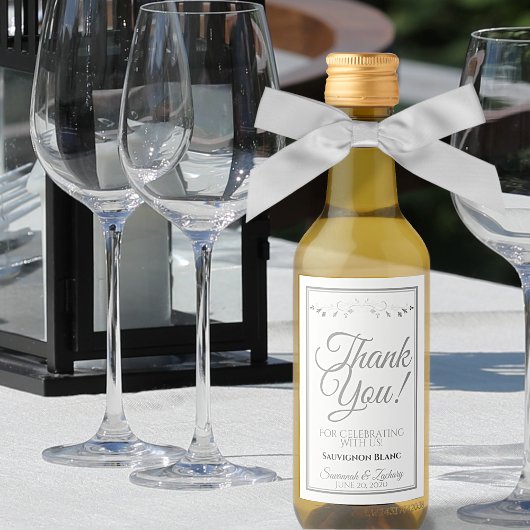 Silver Wedding Mini Wine Bottle Label Hartelijk da Wijn Etiket