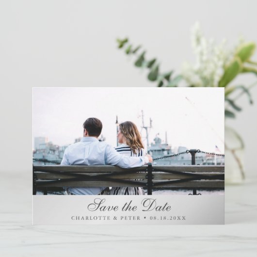 Silver Wedding Photo Save The Date (Staand voorkant)