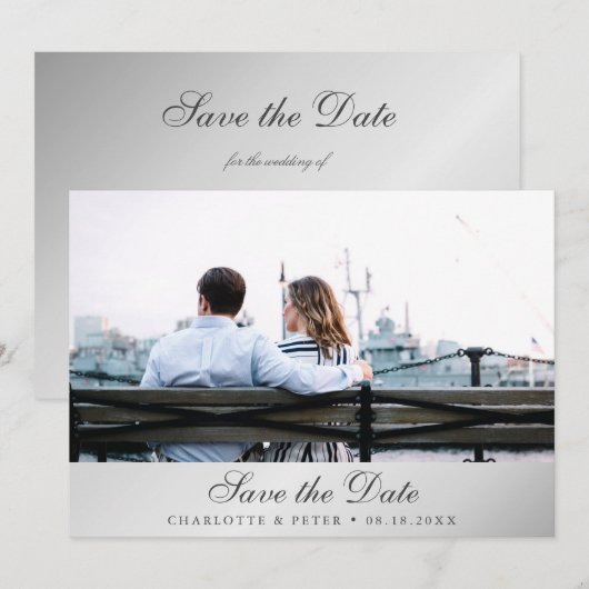 Silver Wedding Photo Save The Date (Voorkant / Achterkant)
