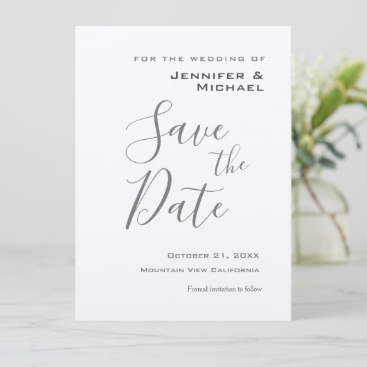 Silver Wedding Professional Minimalist Modern Save The Date (Staand voorkant)