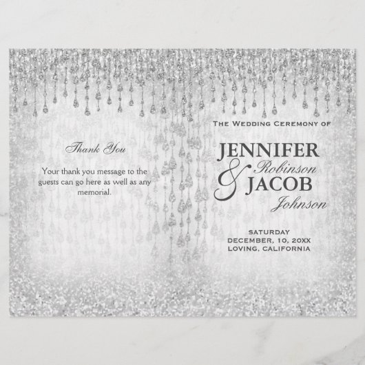 Silver Wedding Program Glitter (Voorkant)