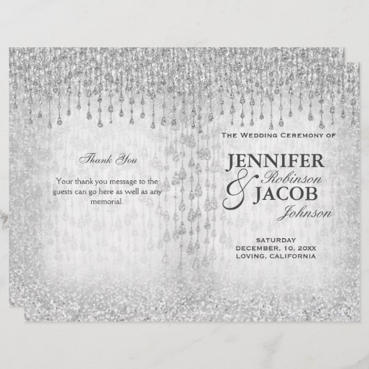 Silver Wedding Program Glitter (Voorkant / Achterkant)