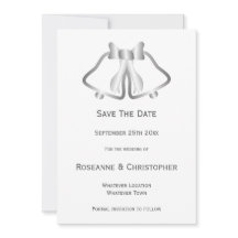 Silver Wedding Save the Date Kaart Bells en lint