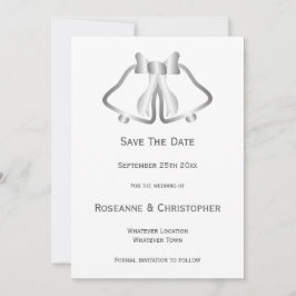 Silver Wedding Save the Date Kaart Bells en lint