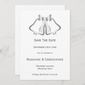 Silver Wedding Save the Date Kaart Bells en lint (Voorkant / Achterkant)
