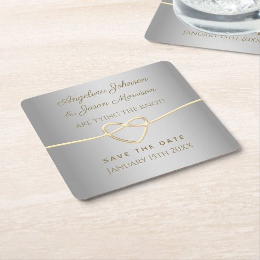 Silver Wedding Save the Date Kartonnen Onderzetters (Schuin)