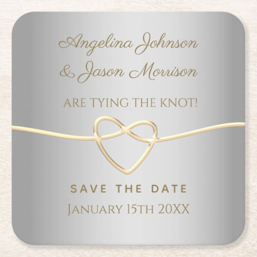 Silver Wedding Save the Date Kartonnen Onderzetters (Voorkant)
