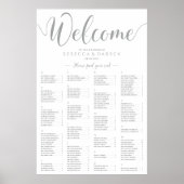 Silver Wedding Seating Chart Alfabetische namen Poster (Voorkant)